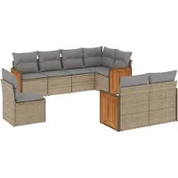 vidaXL Ensemble de jardin canapé 8 pièces avec coussins Beige Poly Rattan