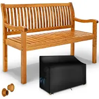 Tillvex Banc de jardin en bois brun clair 125 cm / 2 - 3 personnes Banc de parc massif Banc de jardin