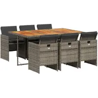 vidaXL Ensemble de jardin 7 pièces avec coussins Gris Poly rotin
