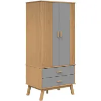 Syfax Garde-robe OLDEN gris et marron 76,5x53x172 cm bois massif pin
