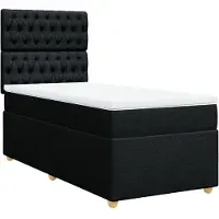 vidaXL Lit boxspring avec matelas noir 100x200 cm tissu