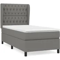 Syfax Sommier à lattes de lit avec matelas Gris foncé 90x200 cm Tissu