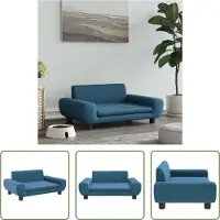 The Living Store Lit pour chien Bleu 70x45x33 cm Velours