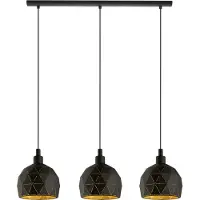 Eglo Lampe suspendue salle à manger Roccaforte 3 lumières noir avec or