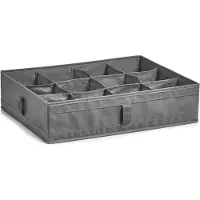 Zeller Boîte de rangement, 12 compartiments, pliable, gris, 44 x 34 x 11 cm, 14604
