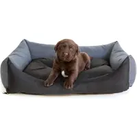 HOBBYDOG Coussin pour chien Lit de sommeil Coussin pour chien Pontes - Eco - 82 x 60 x 16 cm [Taille : XL] - Noir avec Gris
