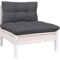 The Living Store Canapé central de jardin avec coussins Blanc Pin massif