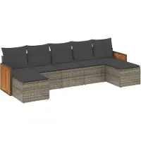 Syfax Salon de jardin avec coussins 7 pcs gris résine tressée