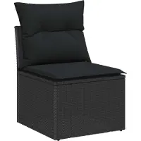 vidaXL Ensemble de canapé de jardin avec coussins 14 pcs noir poly rotin
