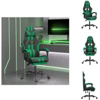 vidaXL Chaise de jeu avec repose-pieds Noir et vert Similicuir - Fauteuil de jeu
