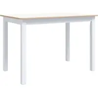 Syfax Table à manger Blanc et marron 114x71x75 cm Bois d'hévéa massif