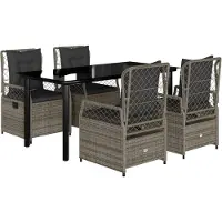 vidaXL Ensemble de jardin 5 pièces avec coussins Gris Poly rotin