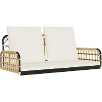 vidaXL Banc suspendu avec coussin 105x58x38 cm Poly rotin et acier