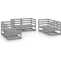 Syfax Salon de jardin 6 pcs Gris Bois de pin massif