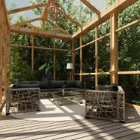 Prolenta Maison Exclusive - Ensemble de salon de jardin 10 pièces avec coussins, en rotin synthétique gris
