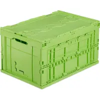 Relaxdays 4 caisses de transport professionnelles, robustes, usage professionnel, plastique de haute qualité, couvercle, qualité, 60 L, H x l x P 32,5 x 58,5 x 39,5 cm, vert