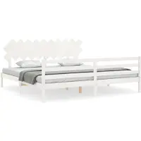 vidaXL Lit en bois massif avec tête de lit blanc 200x200 cm