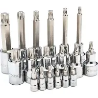 Sata 5 Jeu de douilles de tournevis torx , garniture 1/4" et 1/2", 18 pièces, T10-T60