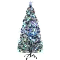 The Living Store Sapin de Noël artificiel avec support/LED 180 cm fibre optique