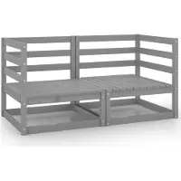 Syfax Canapé à 2 places de jardin Gris Bois de pin solide
