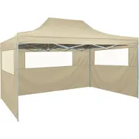 Syfax Tente pliable avec 3 parois 3 x 4,5 m Crème