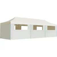 The Living Store Tente de réception pliante Pop-Up avec 8 parois latérales 3 x 9 m Crème