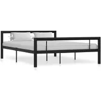 Syfax Cadre de lit sans matelas noir et blanc métal 120x200 cm