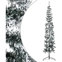 Syfax Demi sapin de Noël artificiel mince avec neige floquée 240 cm