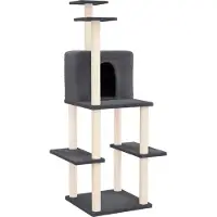 Syfax Arbre à chat avec griffoirs en sisal Gris foncé 144,5 cm