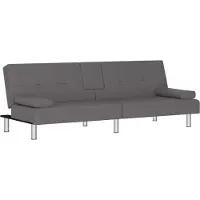 Syfax Canapé-lit avec porte-gobelets gris similicuir