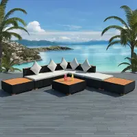 Prolenta Maison Exclusive - Salon de jardin 8 pièces avec coussins en polyrotin noir