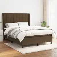 vidaXL Meubles Cadre de lit avec sommier à lattes,Lit boxspring avec matelas Tissu brun foncé 140x190 cm - Chambre à coucher Lits "Design 2024" DE66103188