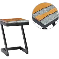 Syfax Table basse 30x30x50 cm Bois de teck massif et polyrésine
