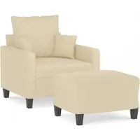 vidaXL Fauteuil avec pouf Crème 60 cm Tissu