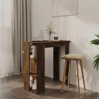 Prolenta Maison Exclusive - Table de bar avec étagère Chêne fumé 102x50x103,5 cm Matériau dérivé du bois
