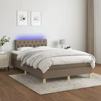 Prolenta Maison Exclusive - Sommier à lattes de lit avec matelas LED Taupe 120x200 cm Tissu