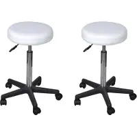 Syfax Tabourets de bureau lot de 2 Blanc 35,5x84 cm Similicuir