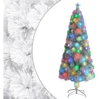 Syfax Arbre de Noël artificiel pré-éclairé blanc 210 cm fibre optique