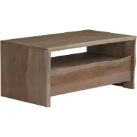 Syfax Table basse Acacia massif Bord assorti 90x50x40 cm Gris