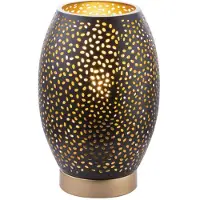 Globo Lampe de table Narri Noir avec or - petits trous