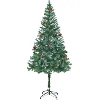 The Living Store Sapin de Noël artificiel avec pommes de pin 180 cm