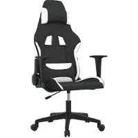Syfax Chaise de jeu de massage Noir et blanc Tissu