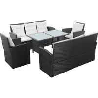 Prolenta Maison Exclusive - Ensemble de salon de jardin 5 pièces avec coussins, en rotin synthétique noir