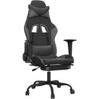 Syfax Chaise de jeu de massage avec repose-pied Noir&Gris Similicuir