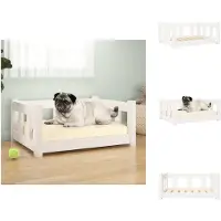 vidaXL Lit pour chien Blanc 65,5x50,5x28 cm Pin massif - Lits pour chiens