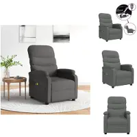 vidaXL Fauteuil de massage électrique gris foncé Tissu - Fauteuil de massage