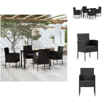 vidaXL Ensemble de jardin 5 pièces noir - Ensemble de meubles de jardin