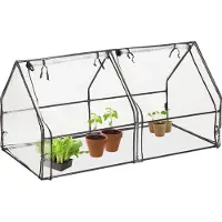 Relaxdays Serre en plastique , H x L x P : 92 x 180 x 92 cm, 2 portes, serre de semis et de culture, serre, film PVC, transparent