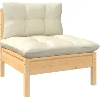 Syfax Salon de jardin 9 pcs avec coussins crème bois de pin massif