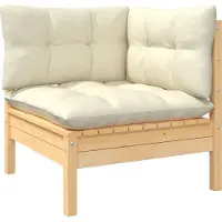 Prolenta Maison Exclusive - Canapé d'angle de jardin avec coussins, en bois massif de pin, couleur crème